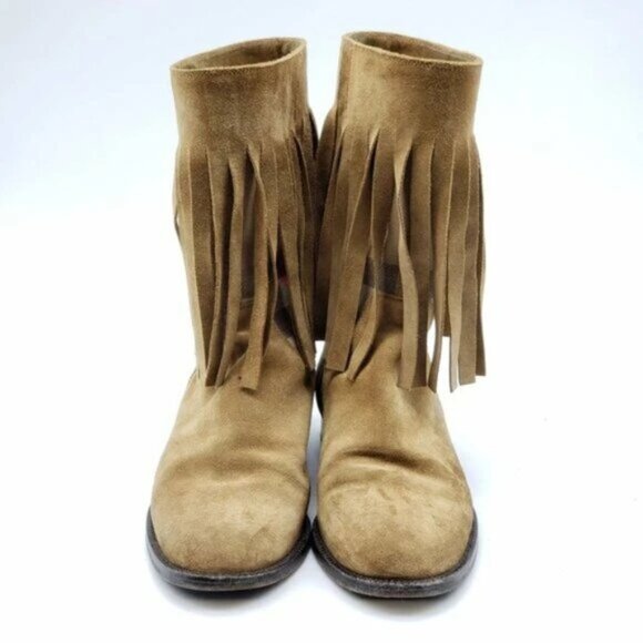 Burberry Light Brown Suede Norland Fringed Boots 260-082925 - Picture 3 of 12
